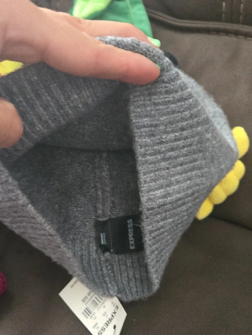 Express Gray Beanie with Rhinestone Accents